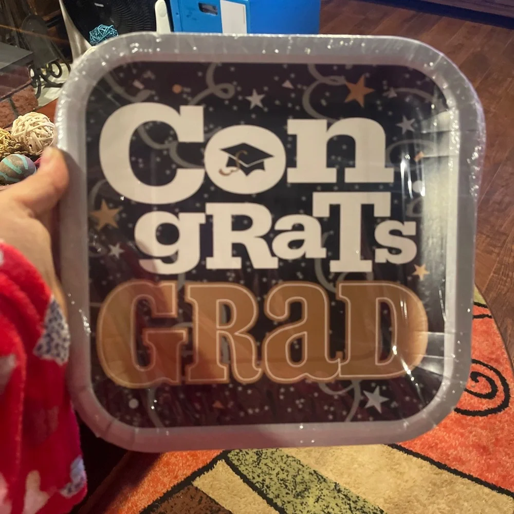28~Congrats Grad! Graduation Party Paper Plates 9 in. Square